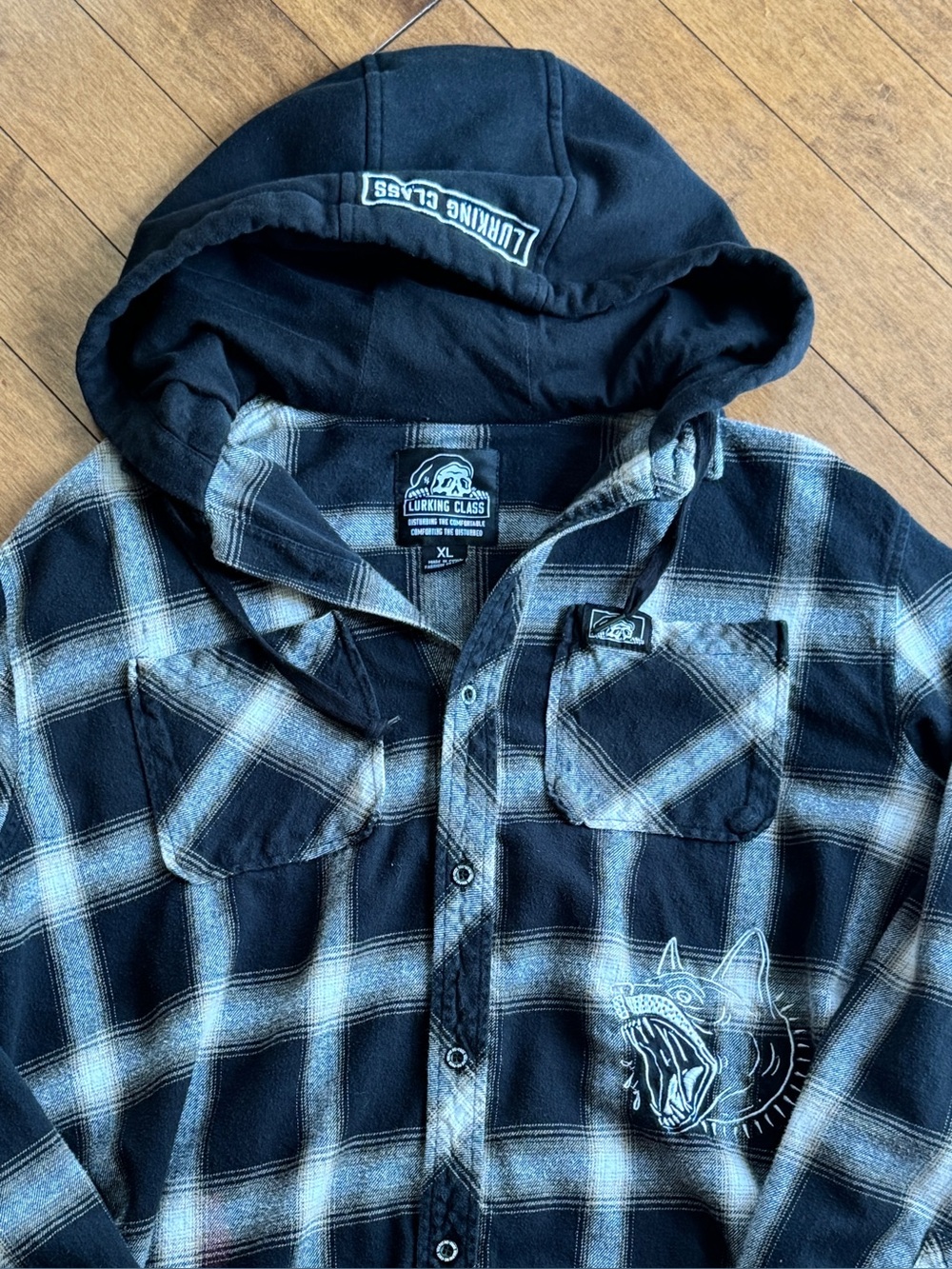 Lurking Class by Sketchy Tank Hooded Plaid Flannel Jacket - men’s XL